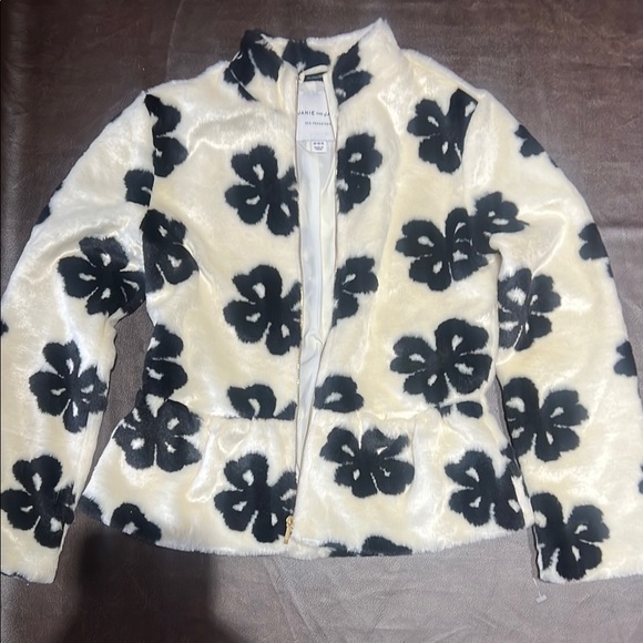Janie and Jack Cream and Black  Jacket with Floral Design Size 10-12 - Picture 1 of 4